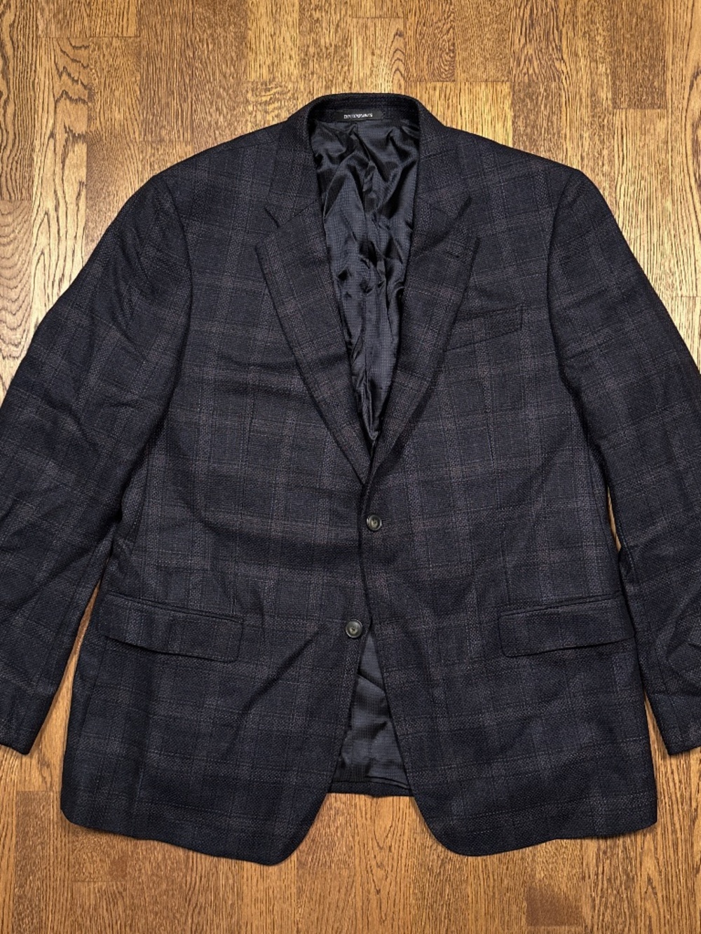 Emporio Armani G Line Woven Navy Red Check Wool Viscose Blazer Mens IT 58